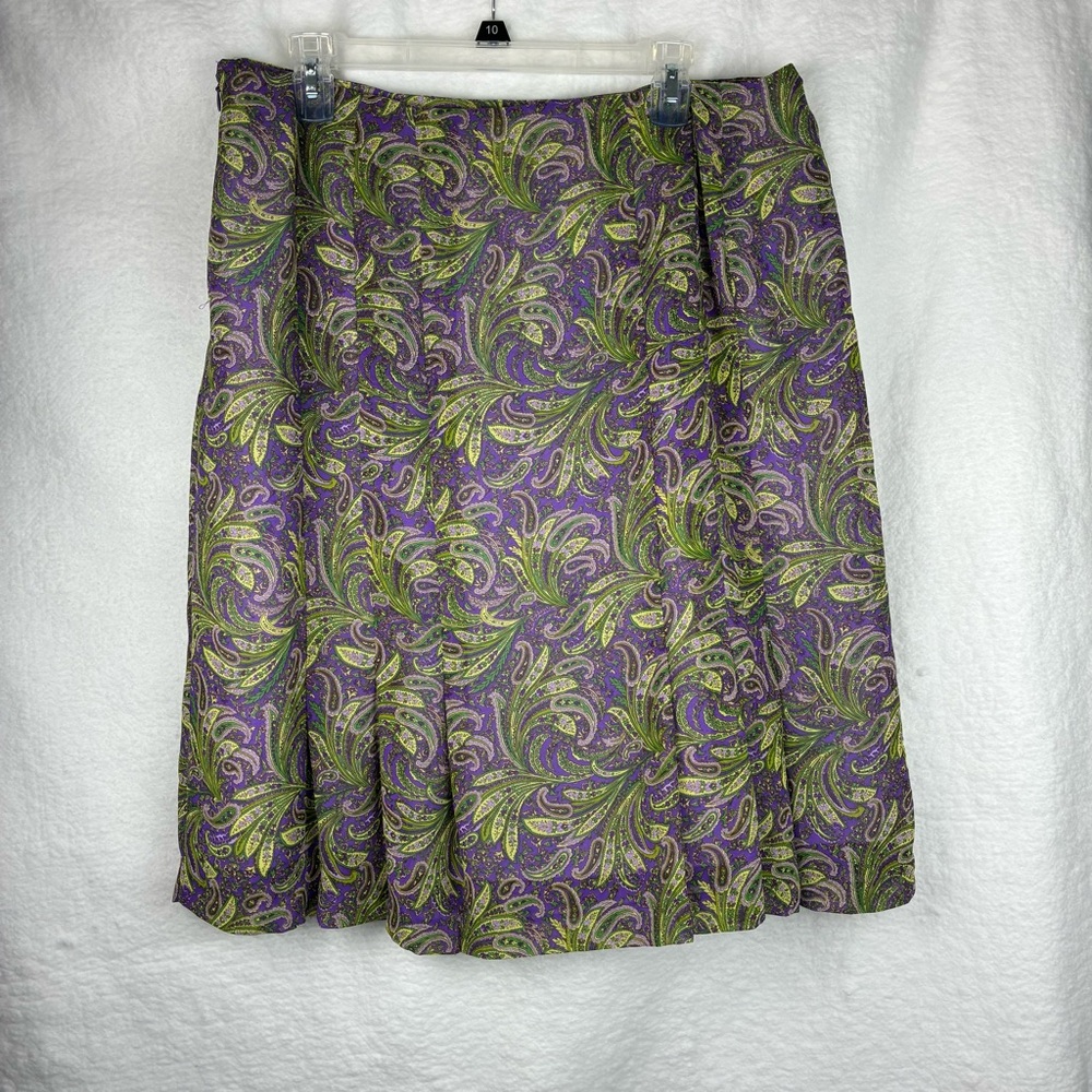 Norton McNaughton Paisley A-Line Skirt Purple Green Size 14 Classic Vintage - Picture 3 of 8